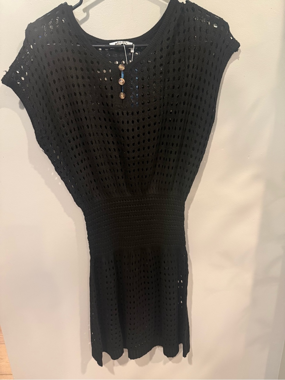 Amazon Black Crochet Knit Swim Coverup Dress